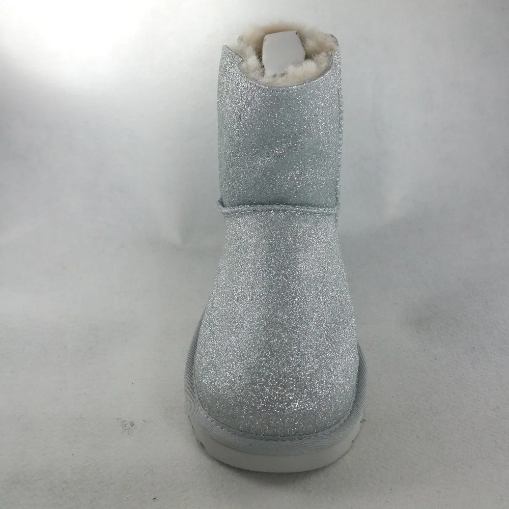 UGG Womens Mini Bailey Bow Silver Sparkle PAIR Boots NEW Sz 6 - Picture 7 of 8